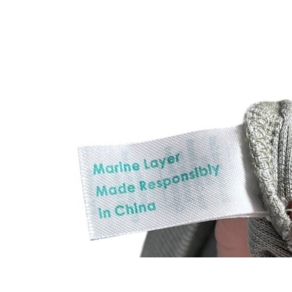 Marine Layer Top Women's Size Large Gray Cotton Blend Short Sleeve - Picture 6 of 7